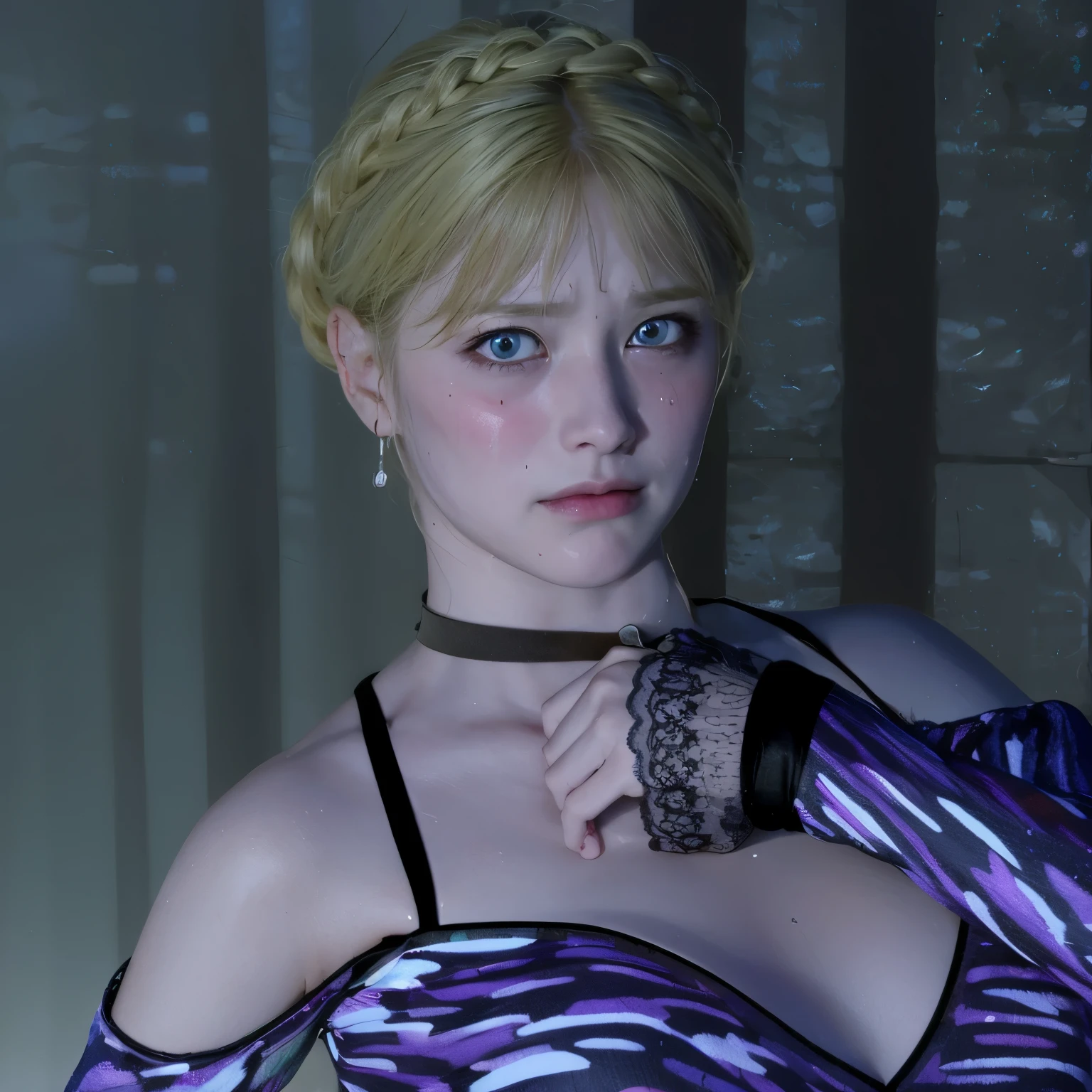 ((sad、Frightened expression))、((Sweaty、Blushing&#39;cheek、Sweaty skin))、(8k, highest quality, masterpiece:1.2), (Realistic, photo-Realistic:1.37), Very detailed,highest quality, Ultra-high resolution, Professional Lighting, Photon Mapping, Radio City, Physically Based Rendering, Cinema Lighting,  Midnight Road,Depth of the written border, Sharp focus,moonlight, Good composition,1 girl,alone,(whole body), (whole body),Beautiful and beautiful eyes,((Red eyes、I&#39;I&#39;m afraid of something))、 Pause, Tight waist,Japanese , Black Hair,Messy Hair,Long hair blowing in the wind,((Navy blue socks))、(Ulzzang-6500:1.2)、 Mix 4, 