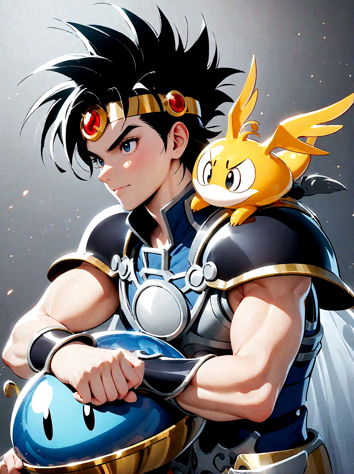 Dragon Quest: The Adventure of Dai,The Brave Day,Gold headband,armor,A golden metal slime stands on the shoulder