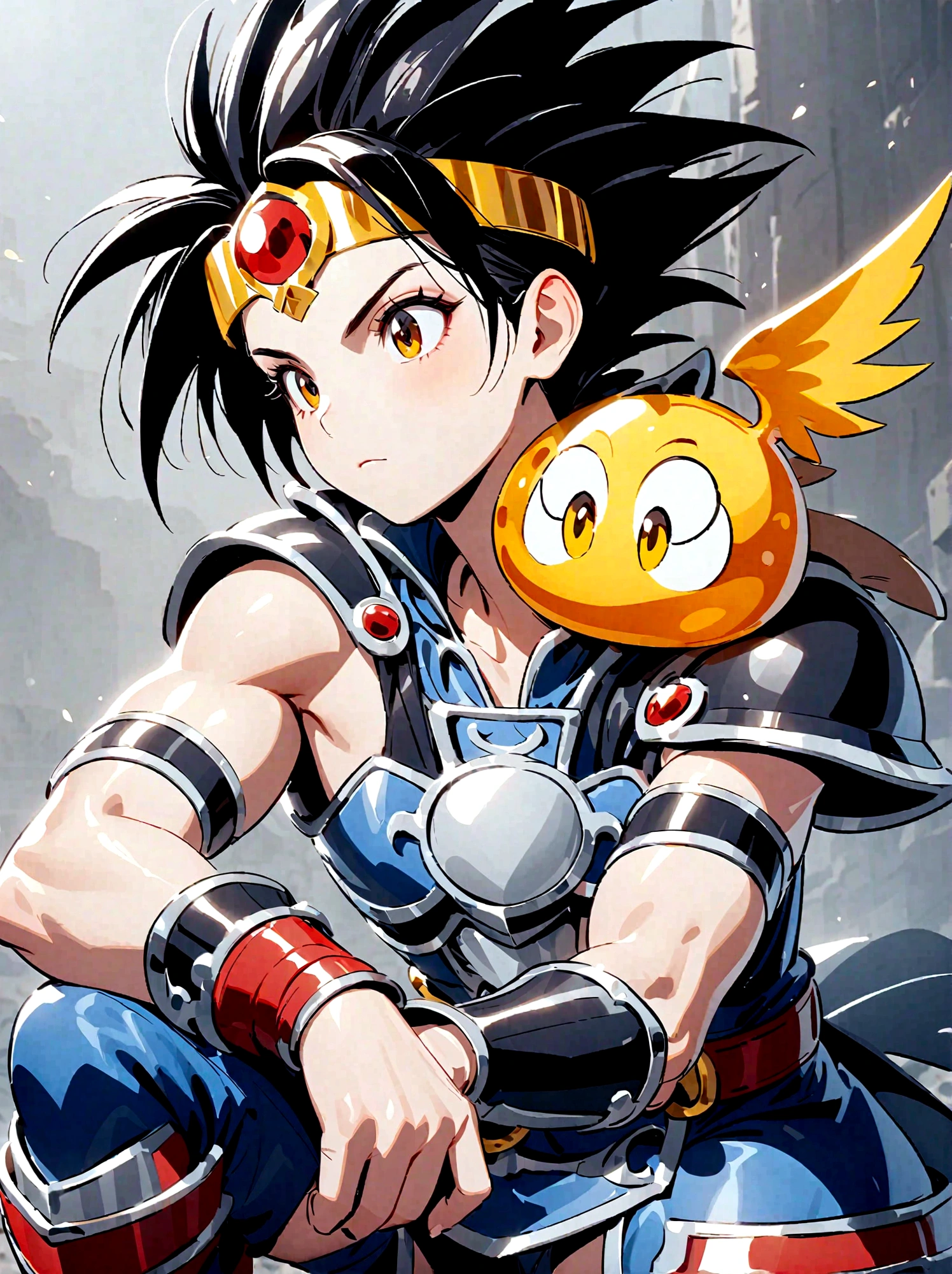 Dragon Quest: The Adventure of Dai，The Brave Day，Gold headband，armor，A golden metal slime stands on the shoulder