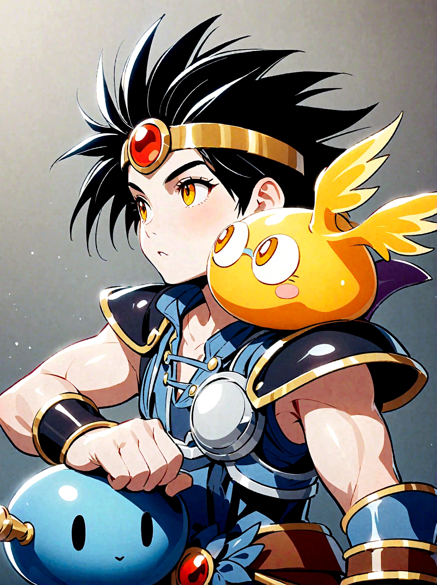 Dragon Quest: The Adventure of Dai，The Brave Day，Gold headband，armor，A golden metal slime stands on the shoulder