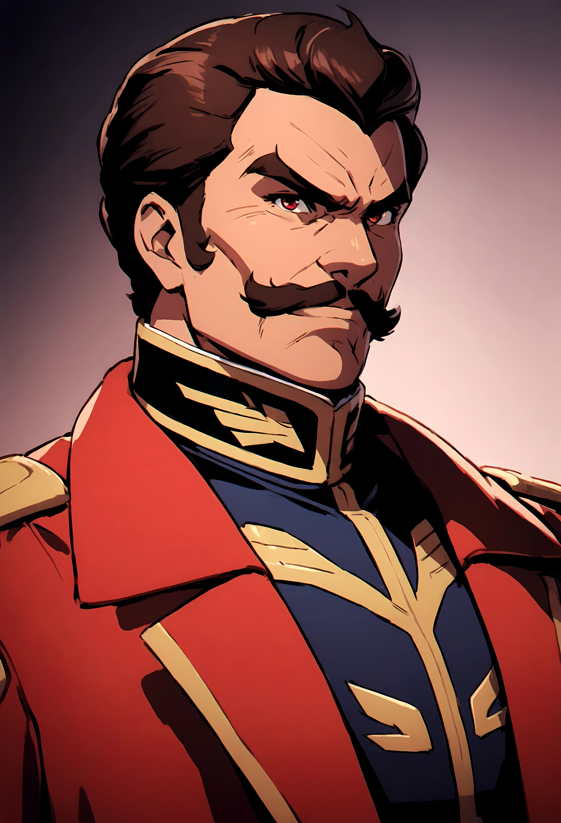 1boy, male focus, Ramba Ral, gundam, detailed face, detailed eyes