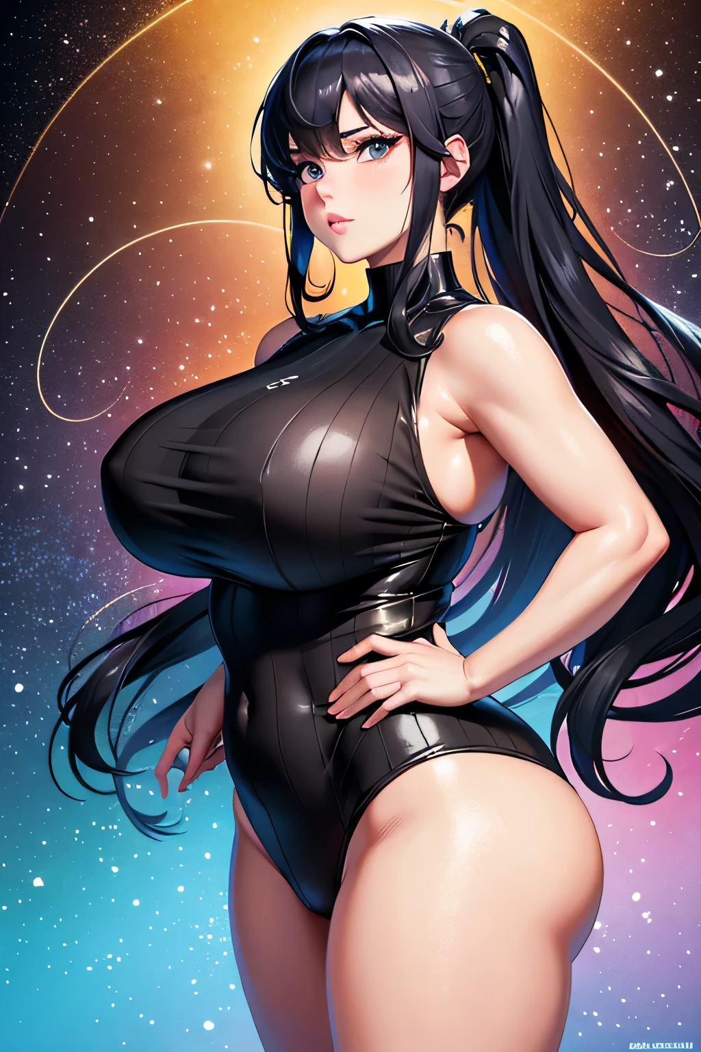 (Masterpiece, Best Quality)
1 Chubby Woman, Age 20, Full Body, Maximalist, by artgerm, 8K Anime Artwork, 8K Photo, Trending on ArtStation
(Stunning Beautiful Artwork)
Dark eyes gazing with a captivating allure, a sleeveless silhouette, a chubby body embracing its beauty, long, glossy black ponytail hair cascading down her back, a captivating, trending artwork, lit by the soft glow of a maximalist setting, in an 8K resolution, immortalized by the artistic hands of artgerm.