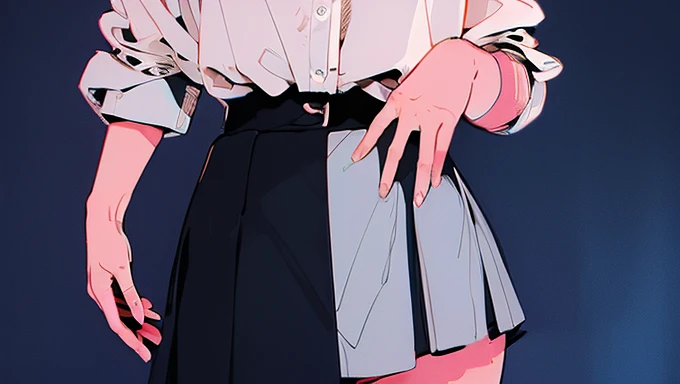whole body, Upper Body、Short Bob、One beautiful woman, 4K, Dark colors , White blouse、skirt, Jazzy Background、