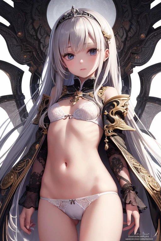 cinematic, best quality, hyper detailed, detailed clothes, clear face, detailed face, detailed skin, 1girl, , female , , torned clothes, , waring clothes, , expressionless, standing, detailed white panty, close up,navel、cute underwear,