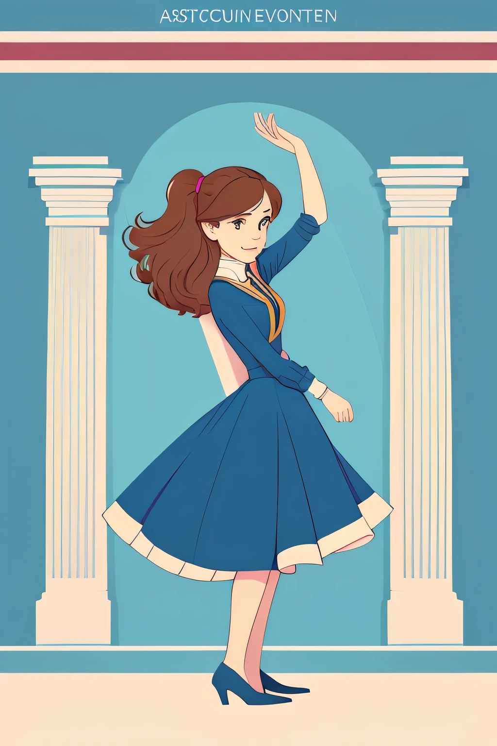 It is about naive style, schematic line illustration, flat colors, flat design poster, not too complex, modern, 4k, epic composition, flat vector art illustration, very realistic, vibrant colours, big shapes, emma watson as hermione granger in a pale blue regency georgian dress inside a regency drawing room a sophisticated country estate, naive style, schematic line illustration, flat colors, flat design poster, not too complex, modern, 4k, epic composition, flat vector art illustration, very realistic, vibrant colours, big shapes