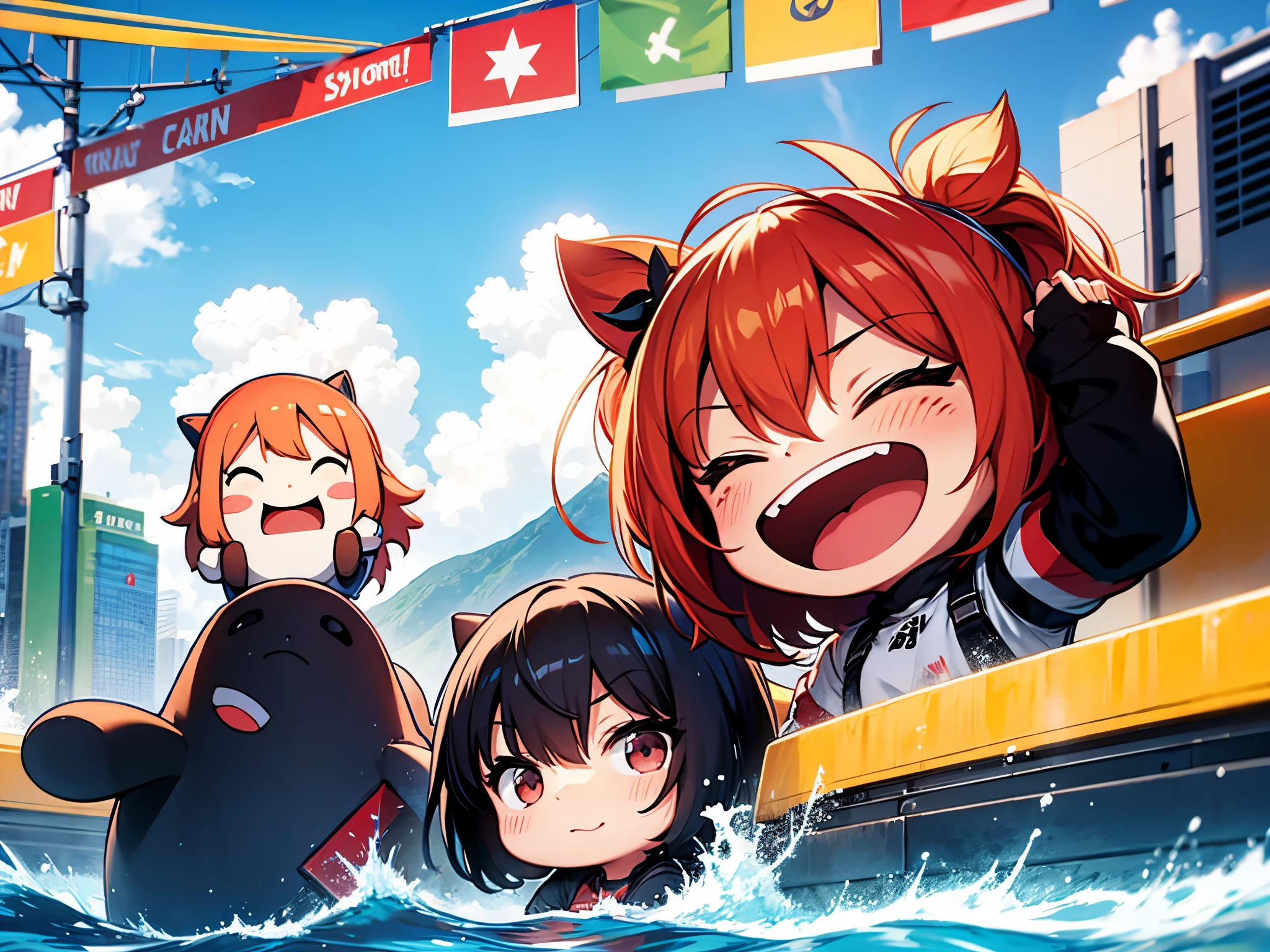 Fun-loving chibi characters playing