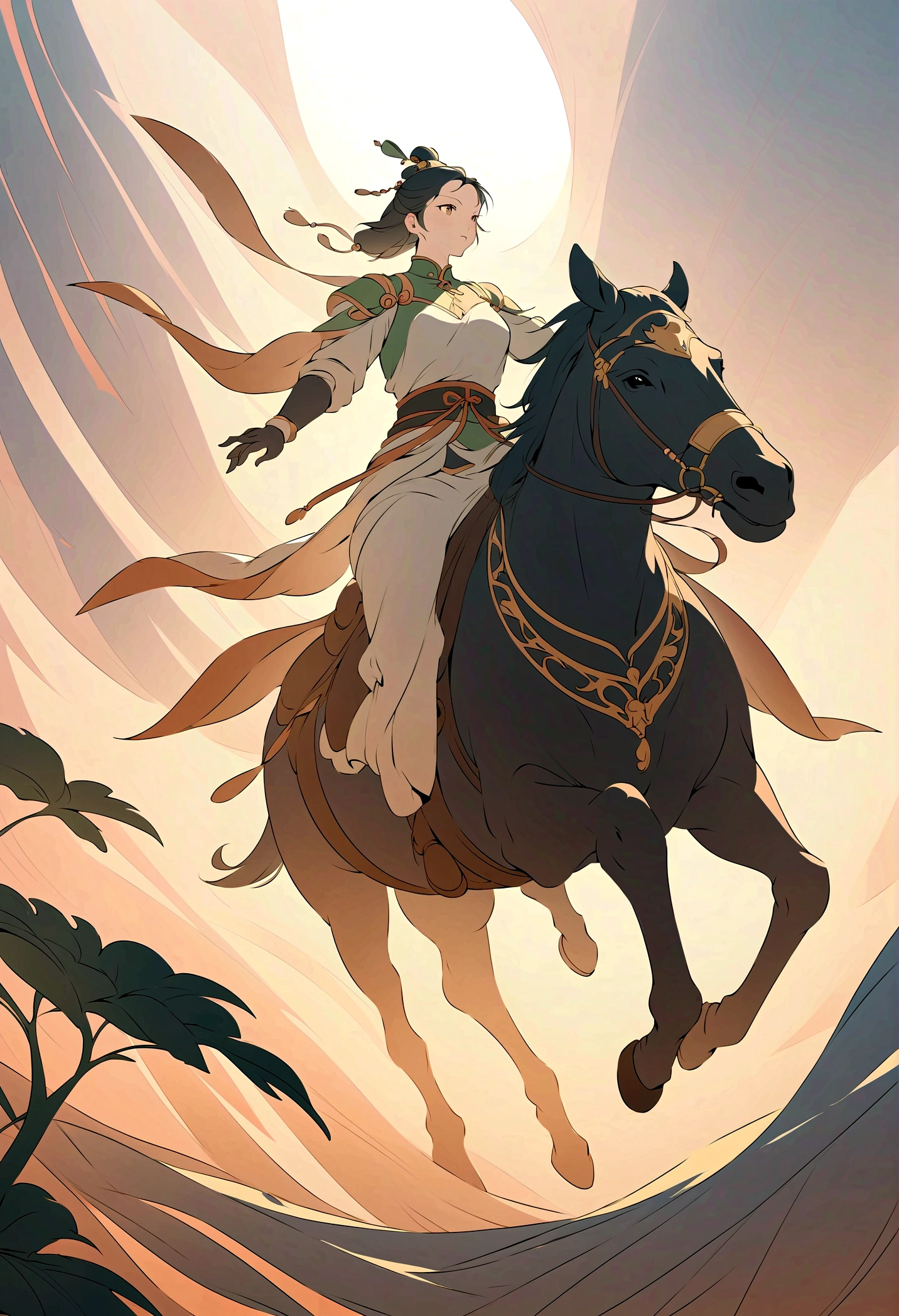 Guan Yu Riding Alone,momentum,Astonishing,Strong body,Gorgeous,Perfect composition,Very artistic illustration,masterpiece。