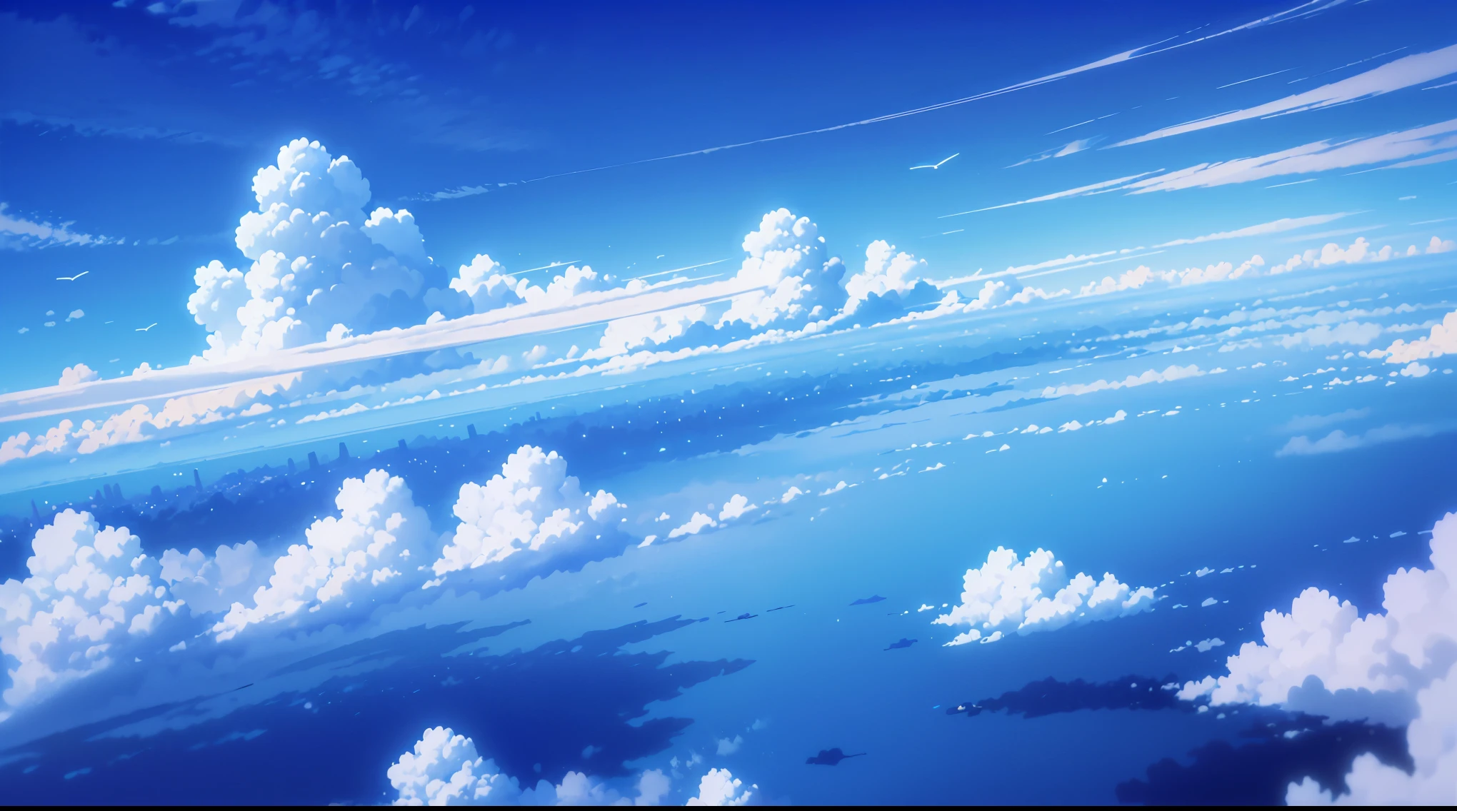 Awe-inspiring scenery above the clouds.,masterpiece,game CG,anime,unmanned,background,Above the Clouds,sea ​​of ​​clouds,beautiful,god々Shii,god秘的,In the sky,There are no buildings,You can't see the ground,