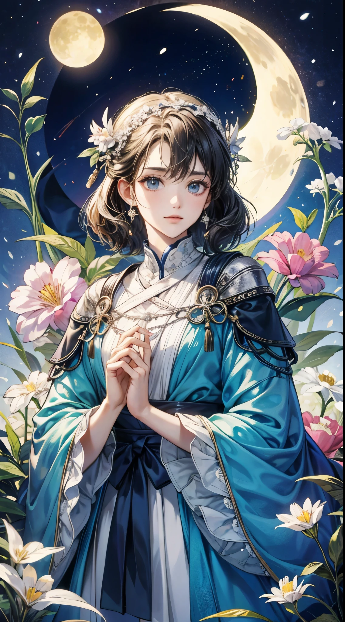((Best quality)), ((masterpiece)) moon, 1. Moon God, Welcome, Floral scent,Exquisite facial features