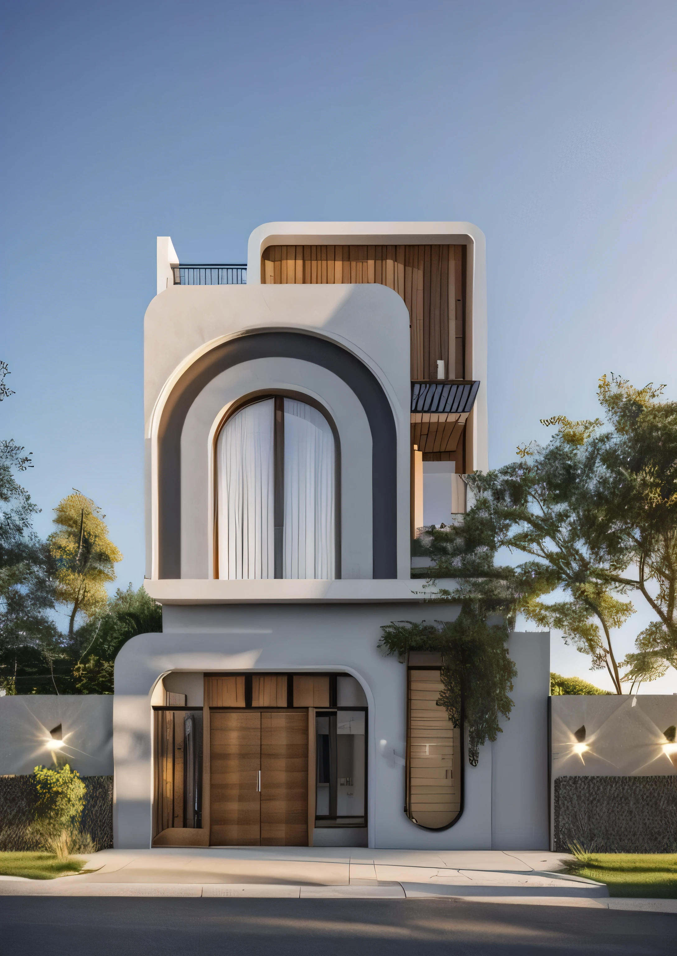 dans un style ultra réaliste, visualisation architecturale, rendu architectural, conception architecturale globale, ultra moderne, rendu de qualité, maison urbaine,