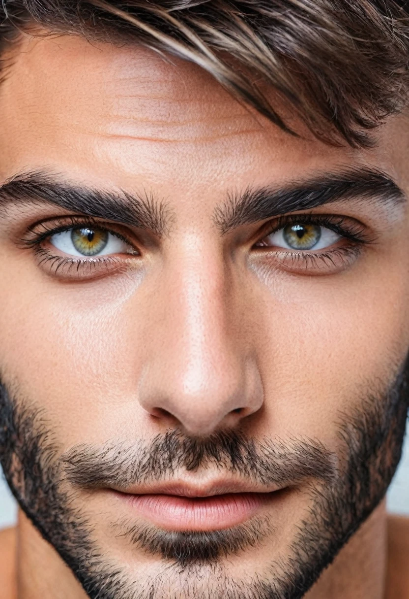 Homme brun aux yeux gris
