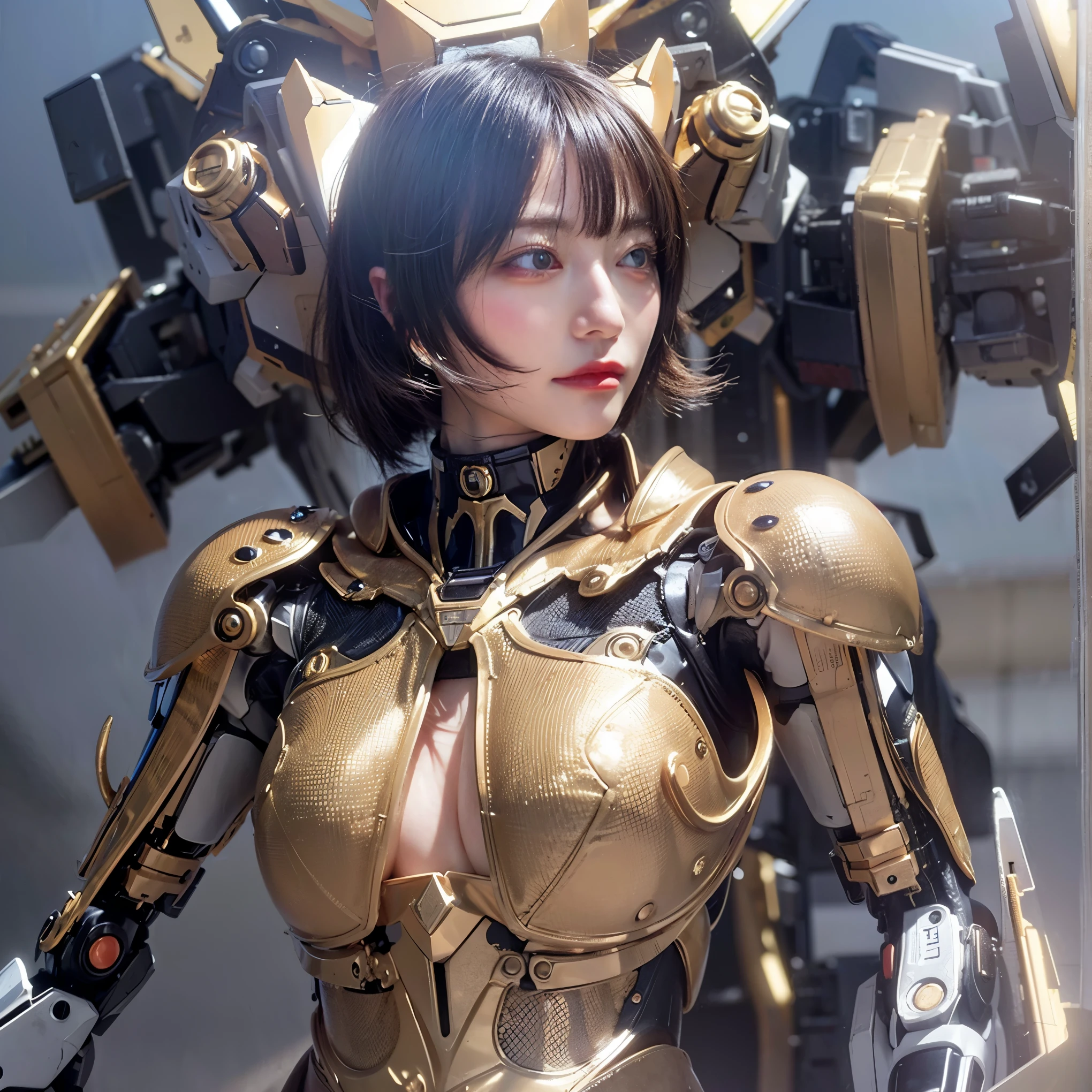(masterpiece, best quality:1.2), (8k uhd, 16k, 32k, ultra high res), (photorealistic:1.37), (RAW photo), ultimate-realistic, ultimate-realistic details, ultimate-realistic texture, ultimate-intricate details, ultimate-realistic lighting, ultimate-realistic shadow, japanese girl, ultimate-cute face, ultimate-RAW skin, ultimate-realistic eyes, woman in powered suit, cannon mounted on shoulder, very cute face, mechanical, extremely intricate details, full body shot, ultimate photorealistic, clear stream