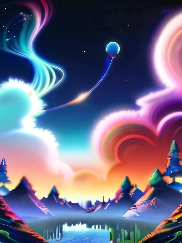 Dreamy anime scenery, Multicolored space smoke
