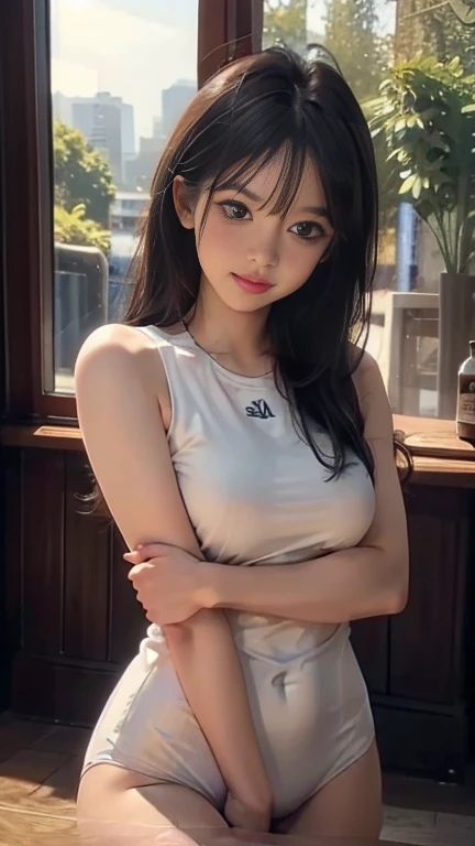 (highest quality, masterpiece:1.2)
1 woman, volleyball attack moment, jump, sports, ultra-detailed, super resolution, photo-realistic:1.4, 8k, raw photo, realistic, physically-based rendering, volleyball, sports wear, long hair, muscular, exposed skin, skin texture, soft breasts, sweat, calm mood, volumetric warm lighting, low light, ultra-realistic detail. Ai Shinozaki, body size 100-70-90! beautiful round face, heart-shaped lips curled up in a light smile, soft light, 8k.