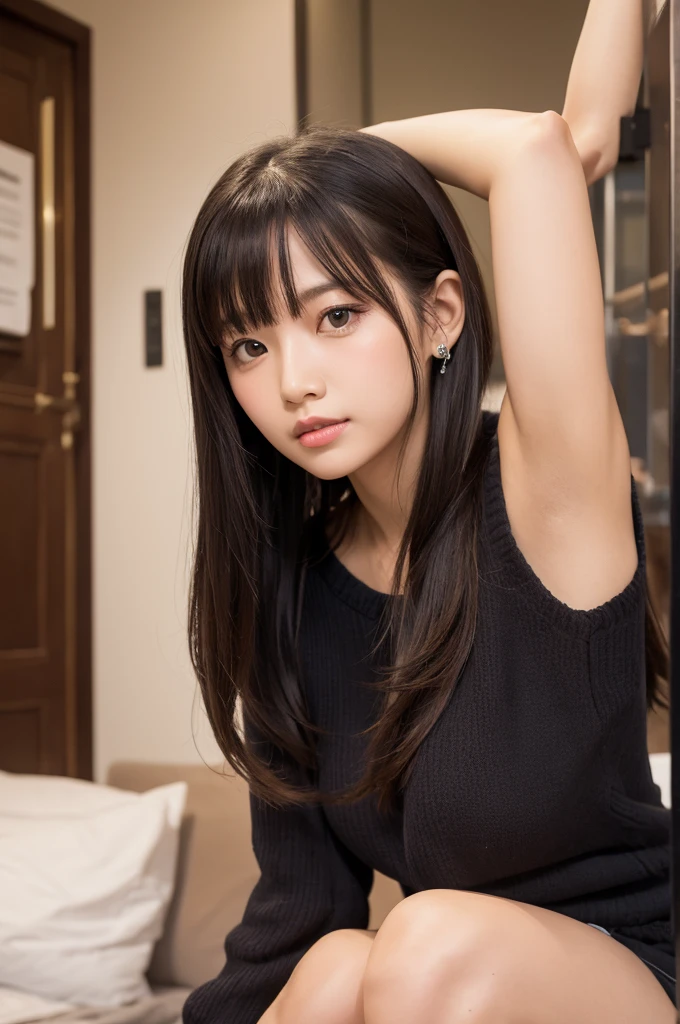 Beauty　Confused eyes　Menhera　ribbon　Seductive Pose　whole body