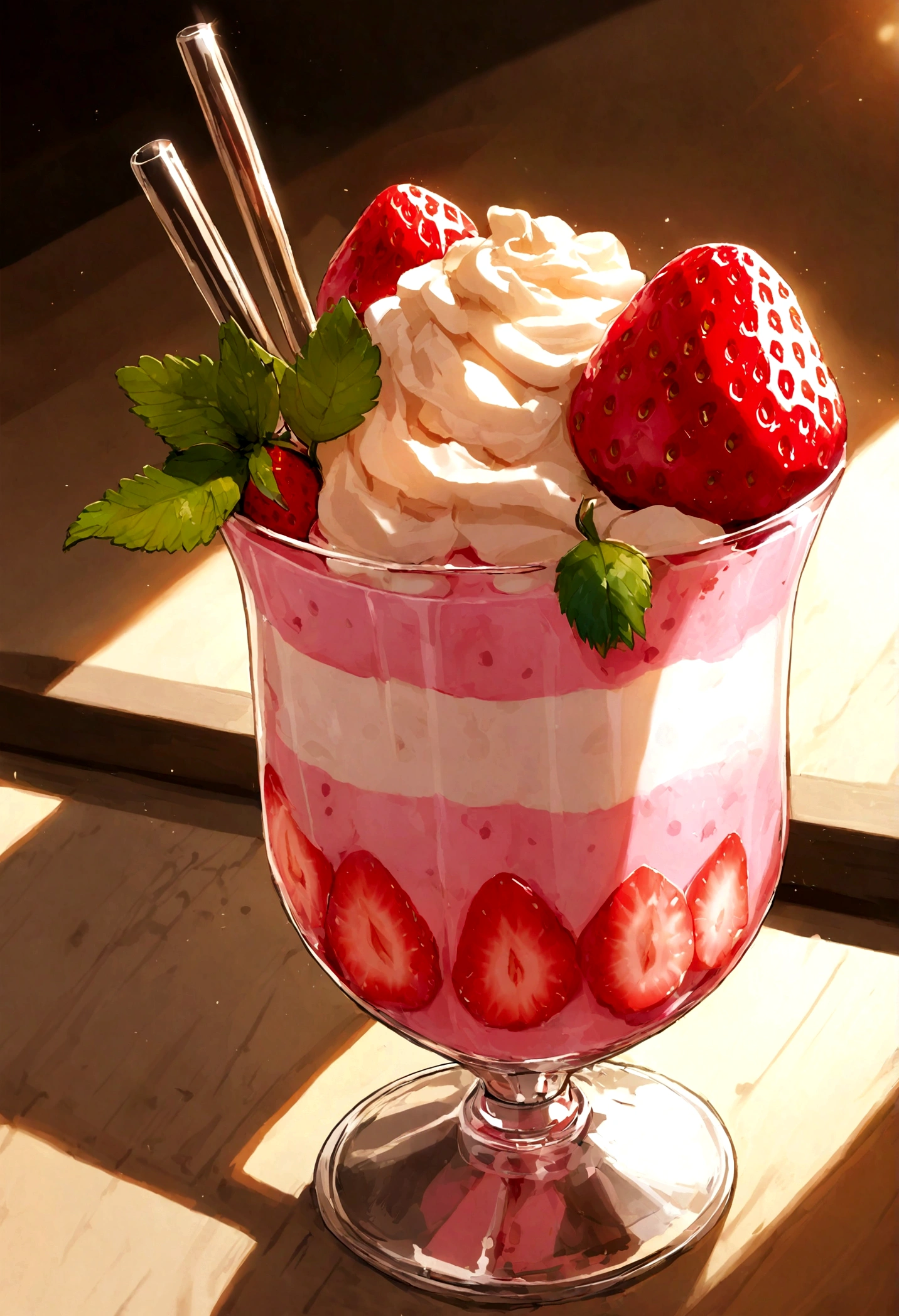 A glass of delicious strawberry milkshake