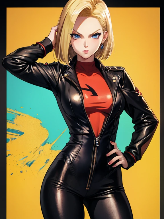 Android 18、Mean Girl, blond, UHD, retina, masterpiece, ccurate, anatomically correct, textured skin, super detail, high details, high quality, best quality, highres, 4K
