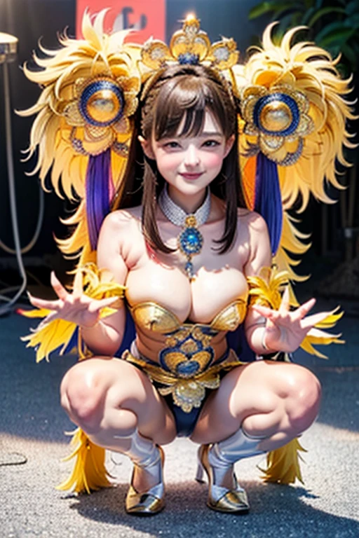 {(highest quality)、masterpiece、so beautiful、(Ultra-high resolution)、An illustration、(Very delicate and beautiful)、Very detailed、CG、wonderful、細かいディテールのmasterpiece、The highest and ultimate art、Realistic & Anime、photograph、Very detailed 、(CG Unity 8k Wallpaper)}、(((Two Girls))), (((Parent and Child)))、Cowboy Shot、(child)、(infant)、()、(Super big boobs)、(Girl dancing samba)、((Samba Costume))、(((archjerde)))、(((A large number of people)))、(Super cute)、(cute)、(Idol)、(Low length)、(smile)、(((Leg spread)))、(Squat)、(Bow legs)、(I can see her pussy)、(I can see her boobs)