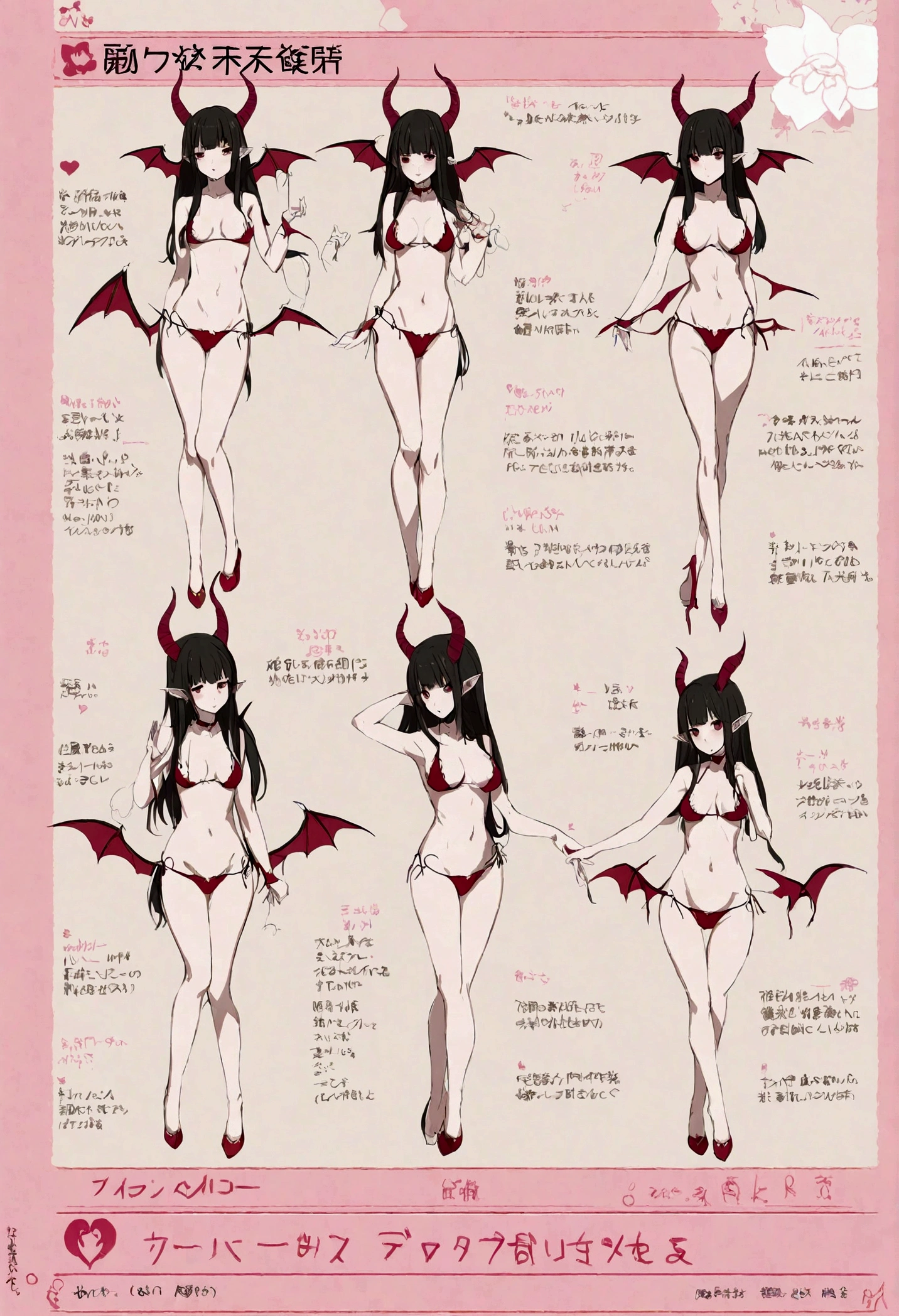 sexy female,succubus,4poses, character sheet