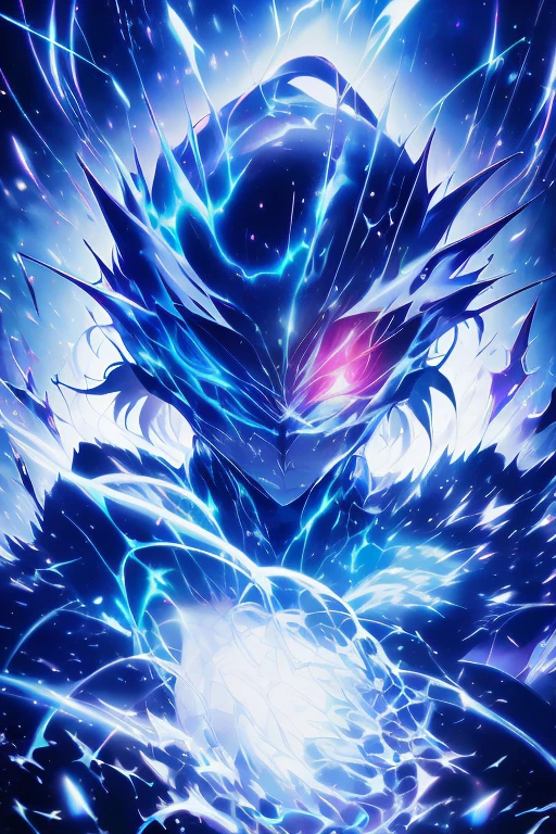 glasspunk, transparent demon, veil of darkness, snow, surrealism, abstraction, sparks, distortion, fluorescence, illumination, Asuka Langley Soryu