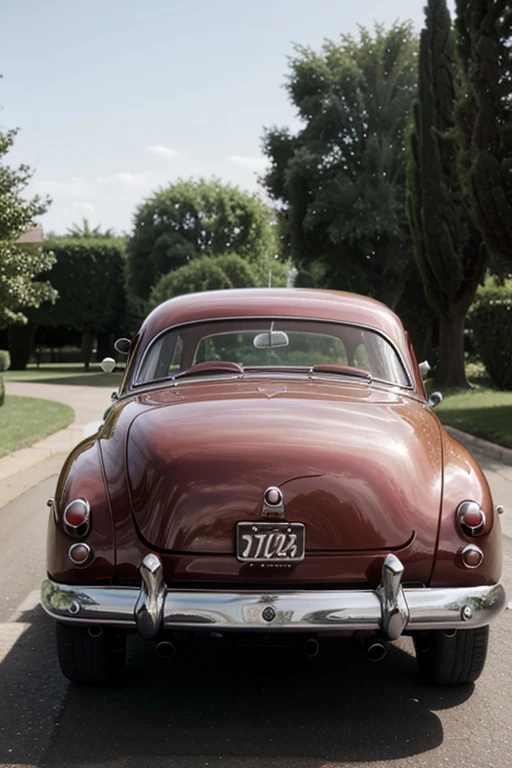 1 car, 1950s style, luxury sedan, rear view, fantasy