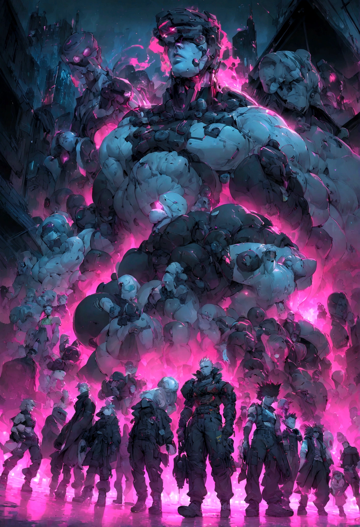 hioshiru, puro, antropo, macho, Sozinho, roupas, pelagem, 2022, black roupas, capuz, tops pretos, olhos fechados, black capuz, fundo da cidade cyberpunk,