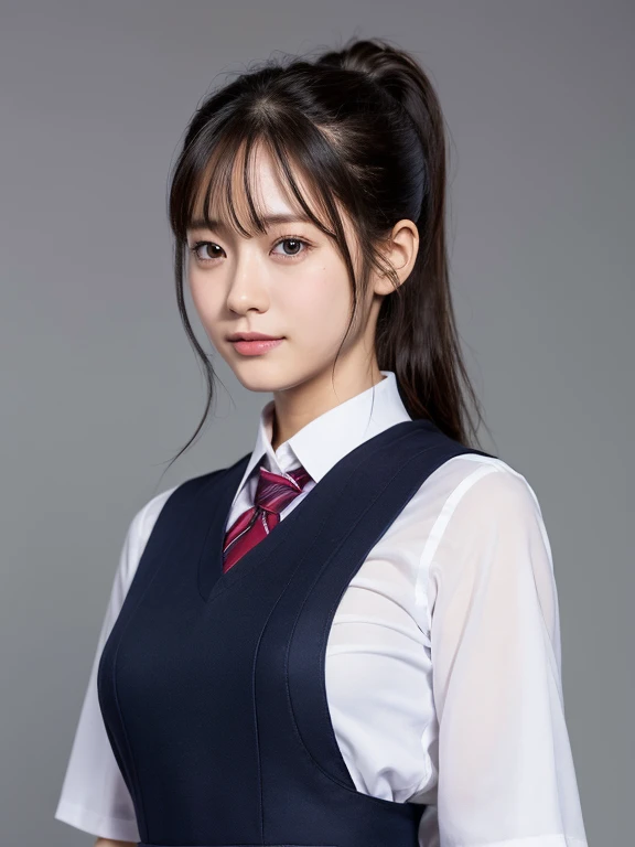 (RAW Photos:1.2), (Realistic:1.4), Beautiful detailed girl, Very detailed eyes and face, Beautiful details, Ridiculous, incredibly Ridiculous, Large file size, Very detailed, High resolution, Very detailed, highest quality, masterpiece, kemomimi, ((Japanese girl uniform)),Short sleeve、 shape, Very detailed, CG, Unified, 8k wallpaper, wonderful, Fine details, masterpiece, highest quality, Very detailed CG uniform 8k wallpaper, Light on the face, Cinema Lighting, One Girl,Shy smile、(Big Ass)、full body shot、Red tie、Dark blue pleated skirt、evening、Seaside、(Ample breasts)、24-years-old、ponytail、Short sleeve、Shiny black hair、finger to mouth