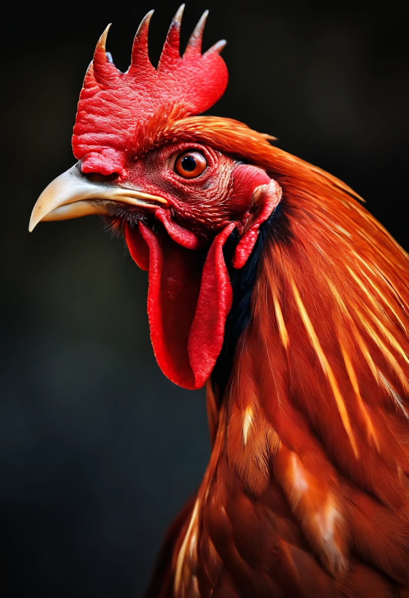 Rooster,red,black,angry,scream,big,muscle,hell,fire