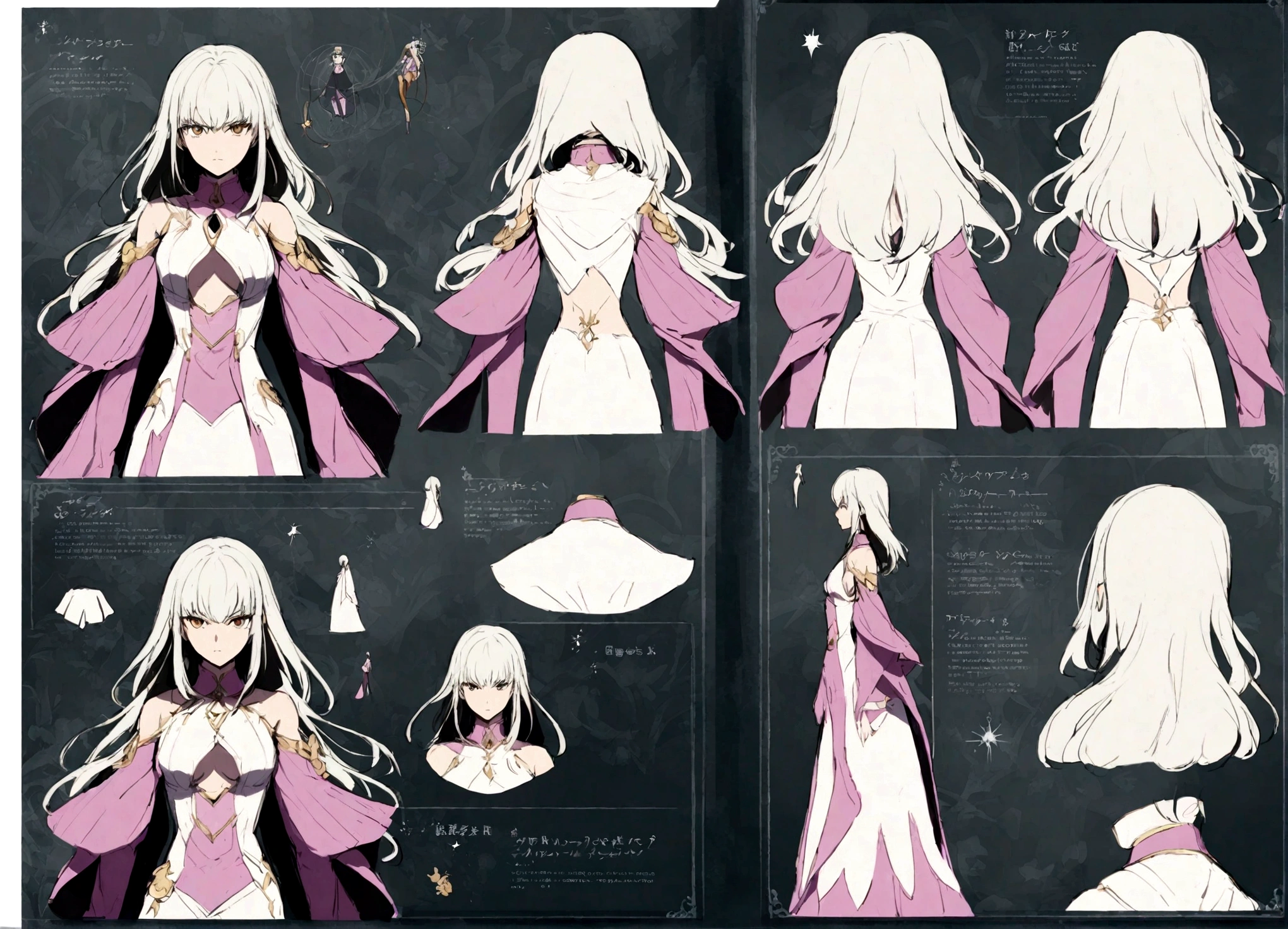Original sexy character reference sheet magic caster