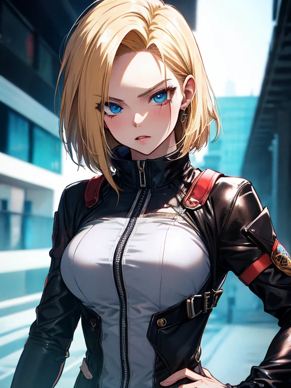 Android 18、Mean Girl, UHD, retina, masterpiece, ccurate, anatomically correct, textured skin, super detail, high details, high quality, best quality, highres, 4K
