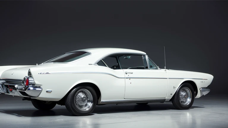 1 car, 1960s style, luxury sedan, rear view, fantasy, futuristic