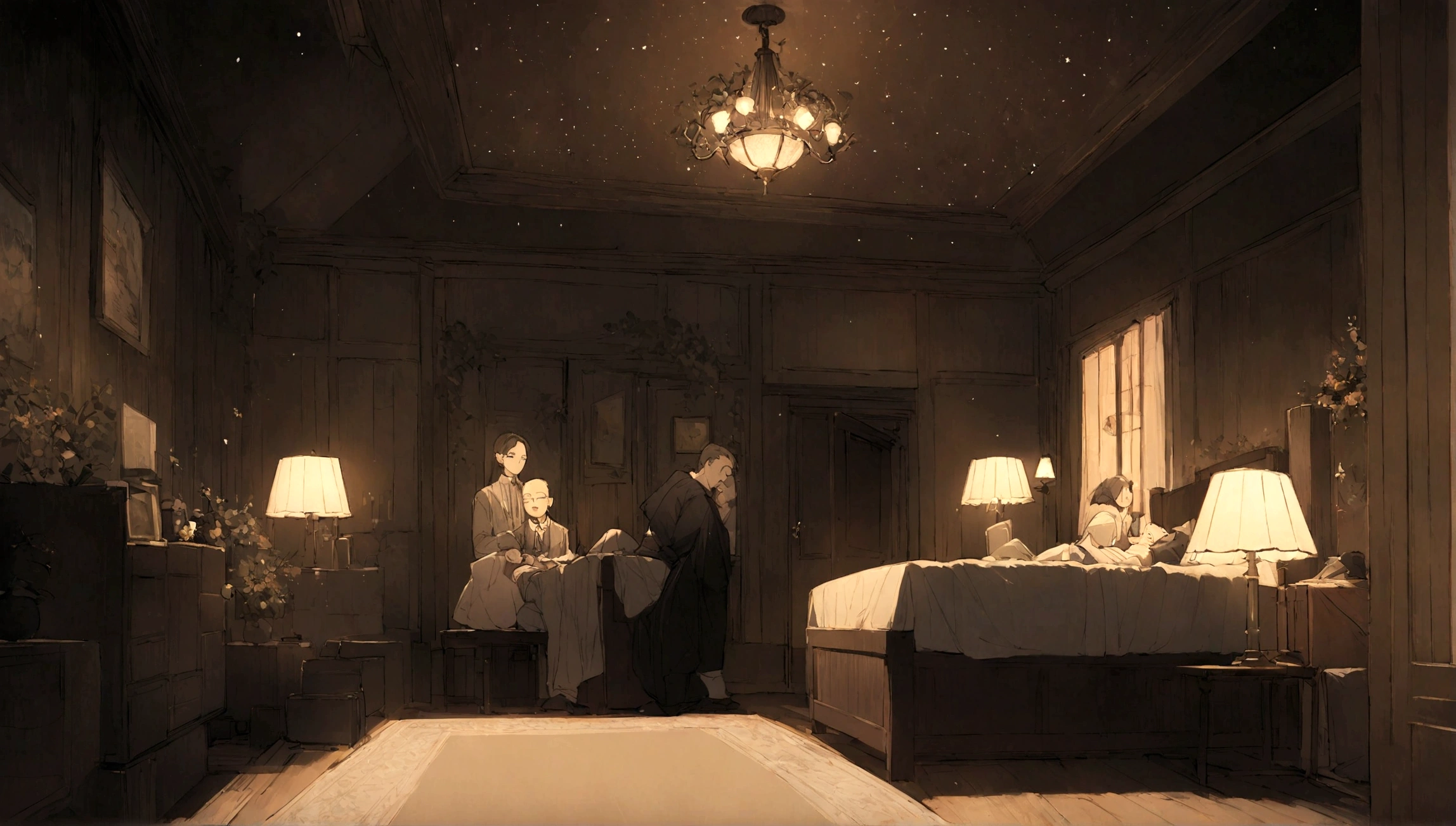 In a cozy house under the night sky, A father named Ethan、I sat next to my son, his eyes wide.。 , board member. The room was dimly lit., And the only source of light was the twinkling stars decorating the ceiling..