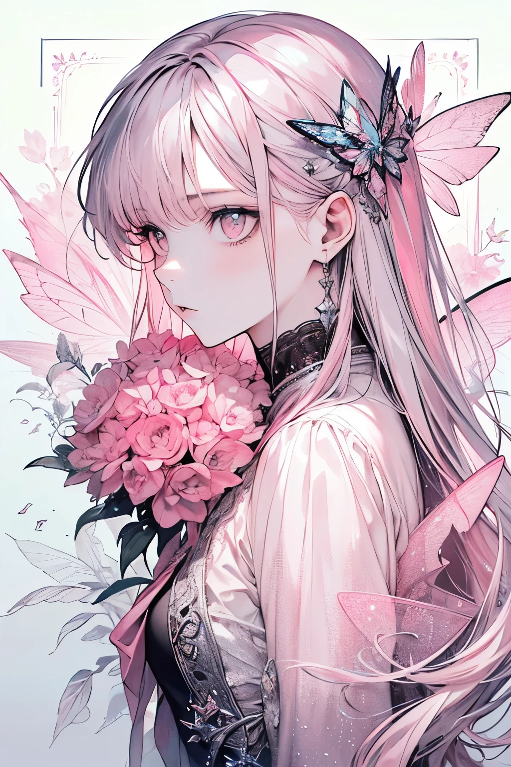 (((pink, Silver, glimmer)), faerie), limited palette, Contrasty, phenomenal aesthetic, Best Quality, Gorgeous artwork,(((male:1.1)))