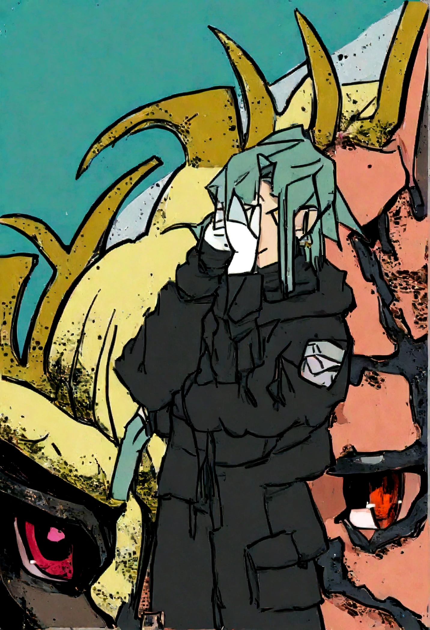 a drawing of a man with a black outfit and mask, estilo de arte desconhecido, inspired by Kawabata Ryūshi, capanga de rua cyberpunk, cara ciberpunk, soldado ciberpunk, cyberpunk hero, fanart oficial, vestindo techwear e armadura, fanart de alta qualidade, post-apocalyptic vibes, acionar estilo de arte de anime, fanart detalhada, uniforme jk, fanart requintada altamente detalhada, but in profile photo, do busto para cima, dos ombros para cima.