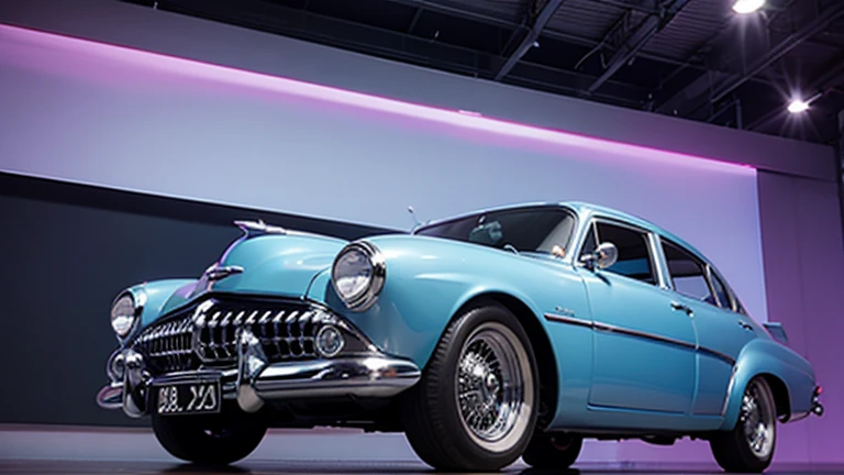 1 car, 1950s style, luxury sedan, rear view, fantasy, futuristic 