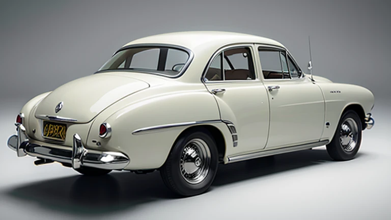 1 car, 1950s style, luxury sedan, rear view, fantasy, futuristic 