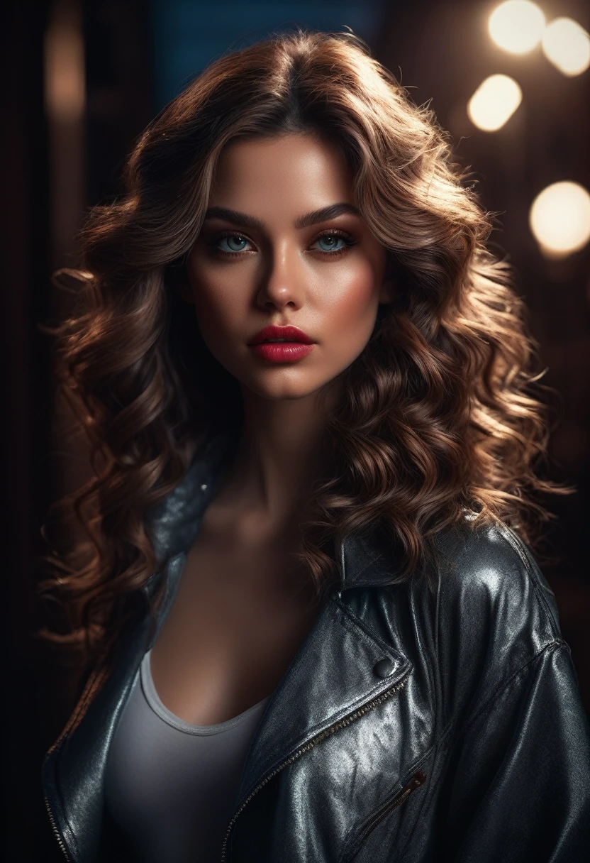 Mean Girl, a mean girl, beautiful detailed eyes, beautiful detailed lips, extremely detailed face and hair, cinematic lighting, dramatic lighting, high fashion outfit, confident pose, striking a pose, moody color palette, dark and gritty, dramatic shadows, chiaroscuro lighting, dramatic lighting effects, hyper realistic, 8k, photorealistic, highly detailed, intricate details, masterpiece, professional 3d render