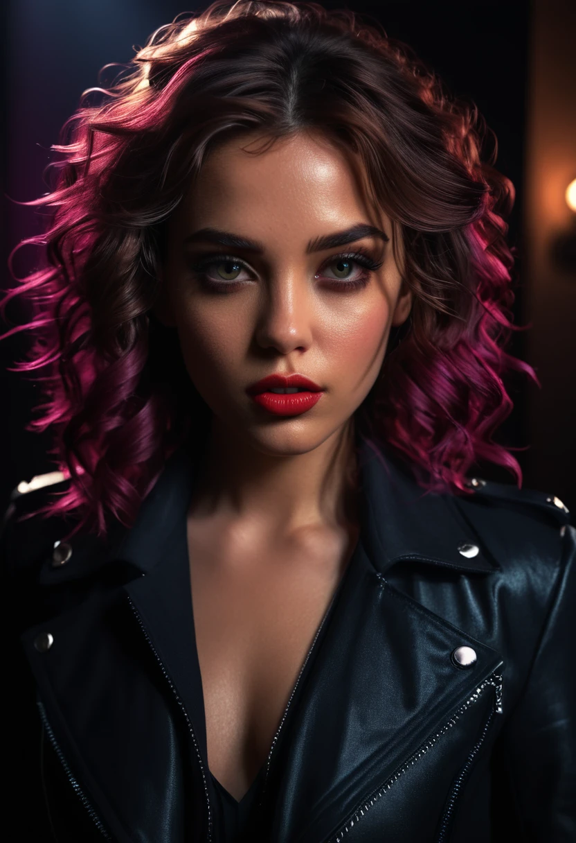 Mean Girl, a mean girl, beautiful detailed eyes, beautiful detailed lips, extremely detailed face and hair, cinematic lighting, dramatic lighting, high fashion outfit, confident pose, striking a pose, moody color palette, dark and gritty, dramatic shadows, chiaroscuro lighting, dramatic lighting effects, hyper realistic, 8k, photorealistic, highly detailed, intricate details, masterpiece, professional 3d render