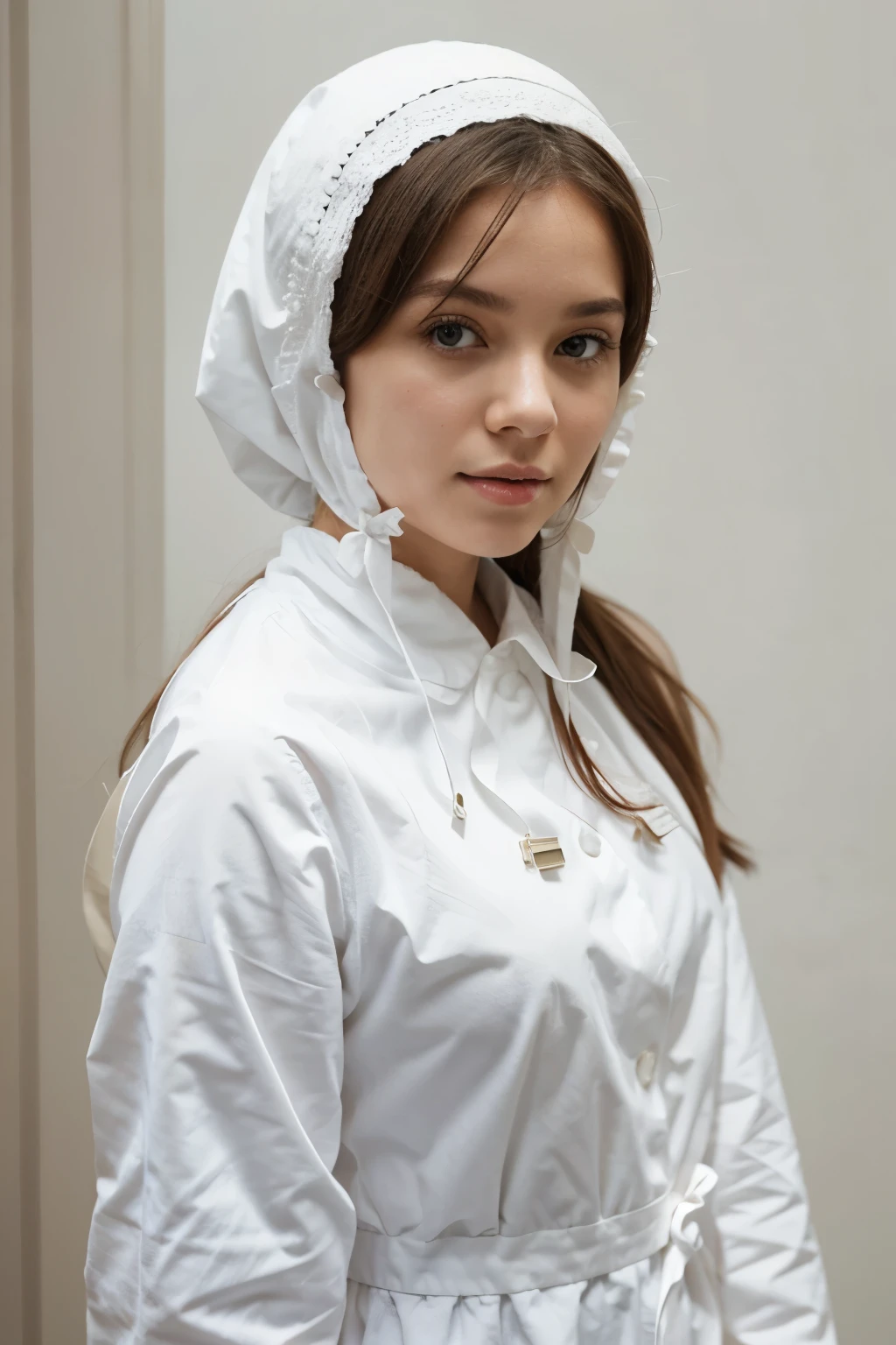 Girl White with bonnet