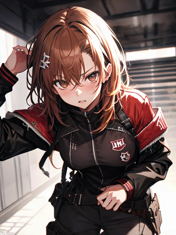 Mean、Bad temper、Misaka Mikoto、blond, UHD, retina, masterpiece, ccurate, anatomically correct, textured skin, super detail, high details, high quality, best quality, highres, 4K