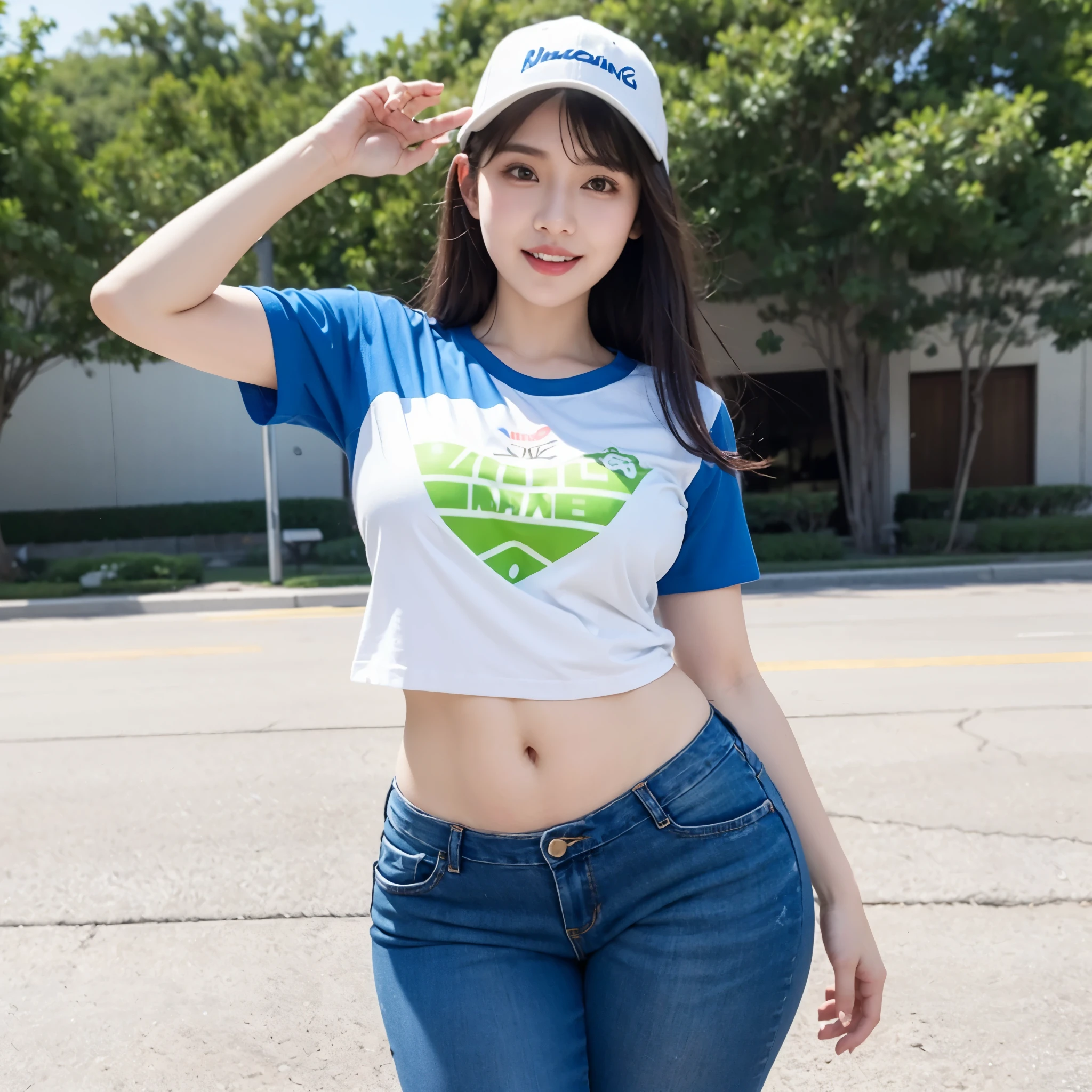 Best quality, masterpiece, meticulous detail, photorealistic, high res, full body shot of a hot beautiful busty D.va with perfect body cheerfully wearing plain t-shirt, big breast, big hips, big ass, long leg, sexy, seductive, flawless white skin, blushing face, cheerful