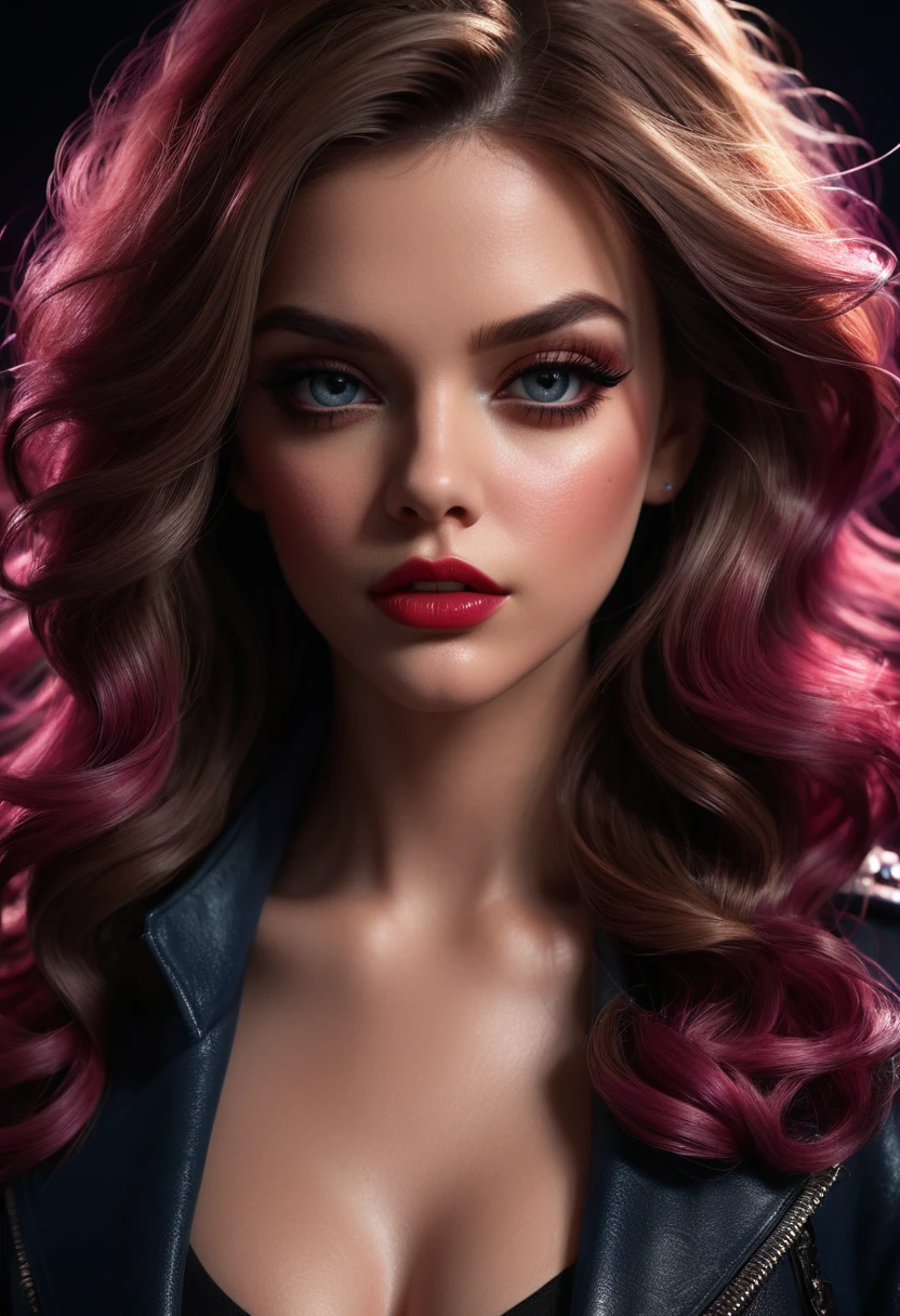 Mean Girl, a mean girl, beautiful detailed eyes, beautiful detailed lips, extremely detailed face and hair, cinematic lighting, dramatic lighting, high fashion outfit, confident pose, striking a pose, moody color palette, dark and gritty, dramatic shadows, chiaroscuro lighting, dramatic lighting effects, hyper realistic, 8k, photorealistic, highly detailed, intricate details, masterpiece, professional 3d render