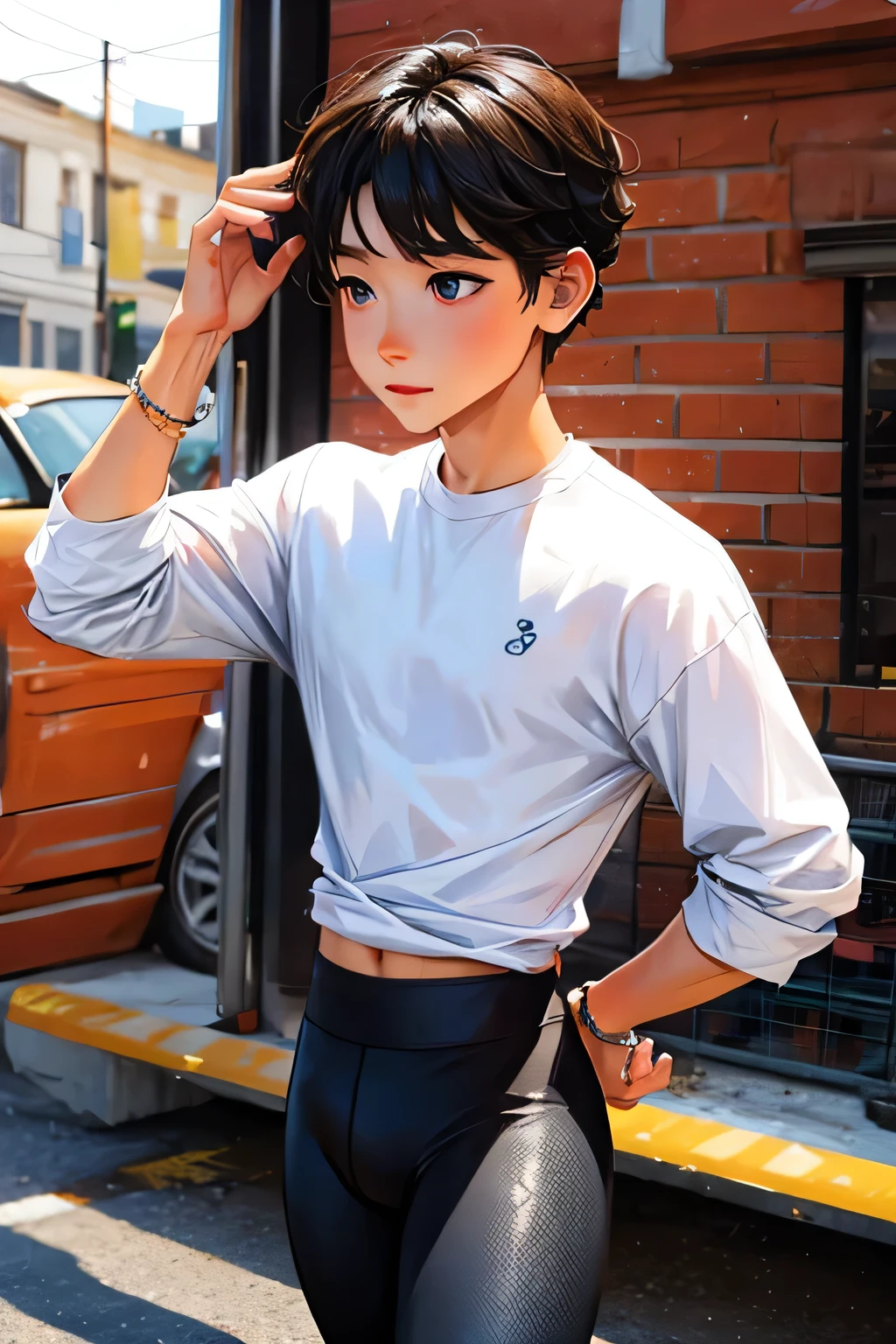 Boy with leggings