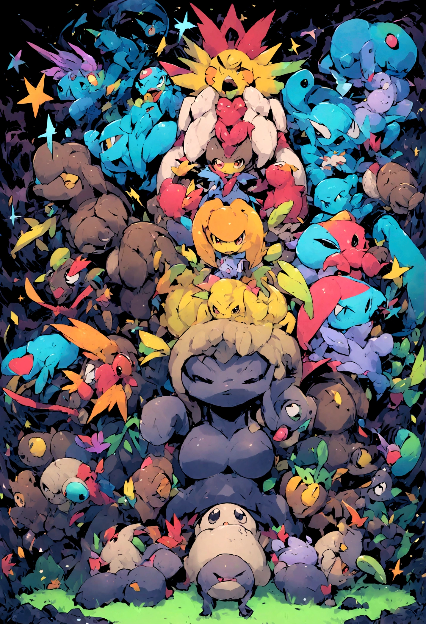 in the style of pokemon, rock statue-like monkey pokemon with pose of one of the three wise monkeys,