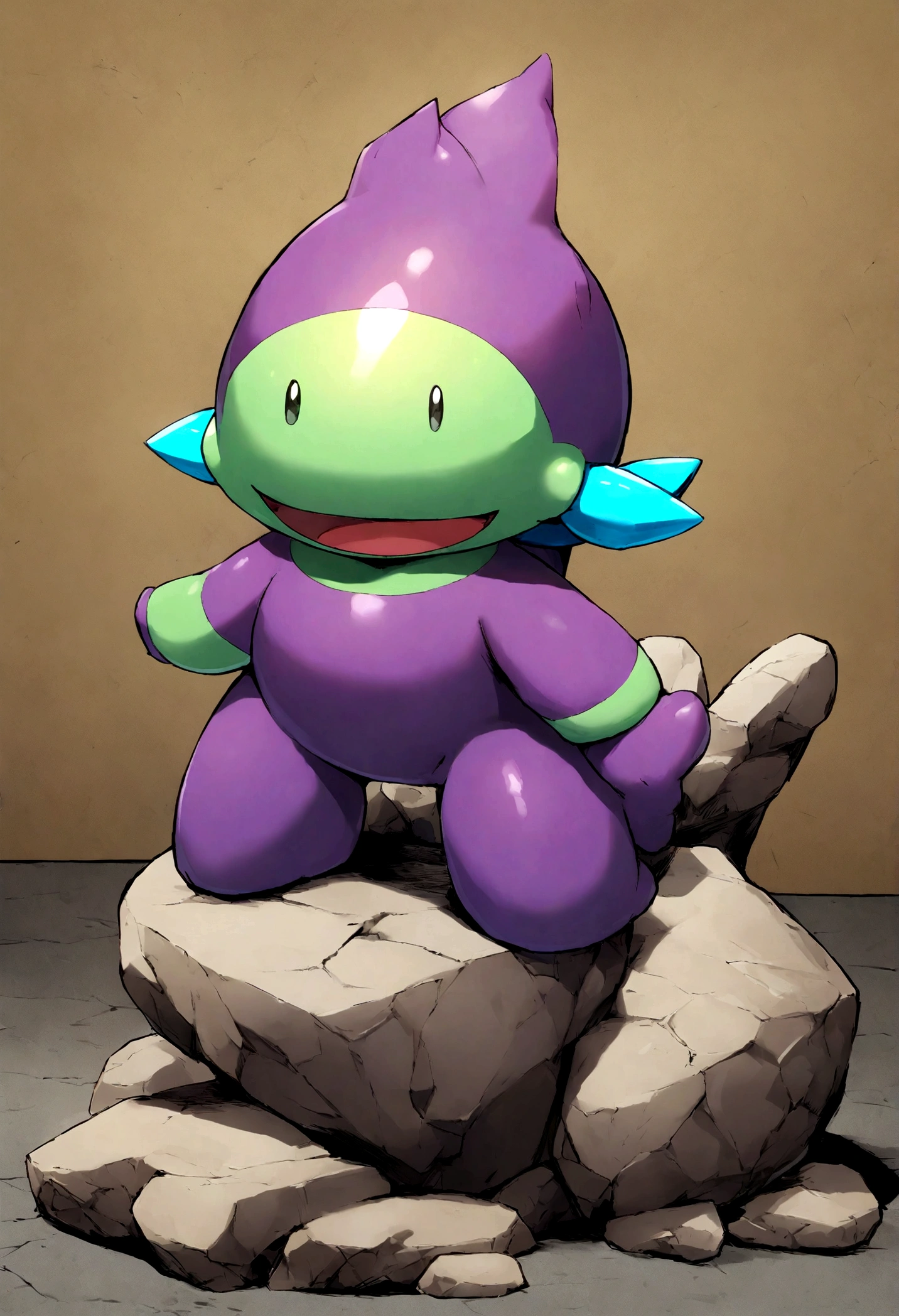 in the style of pokemon, rock statue-like monkey pokemon, rock type with rock body