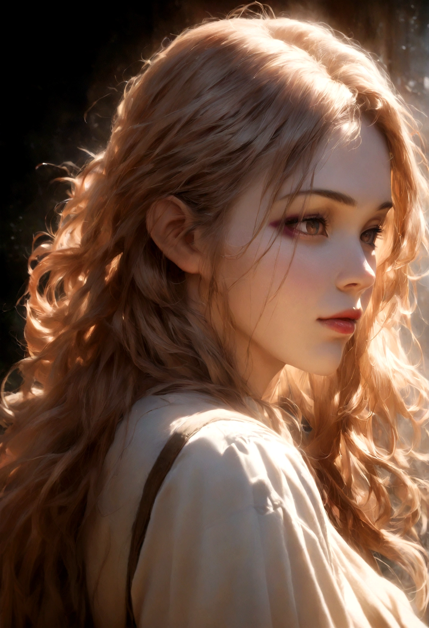 photo RAW, full color portrait, A beautiful female goblins in her natural habitat, masterpiece, award winning photography, lighting, perfect composition, high detail, hyper realistic, even natural lighting, epic, pretty makeup, flowing hair,