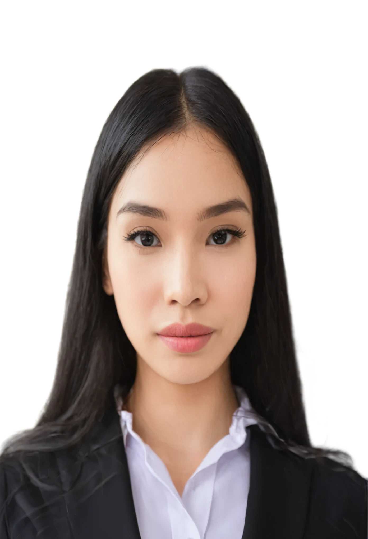 Make the picture from head to chest. Female wearing formal attire. Don't change my face