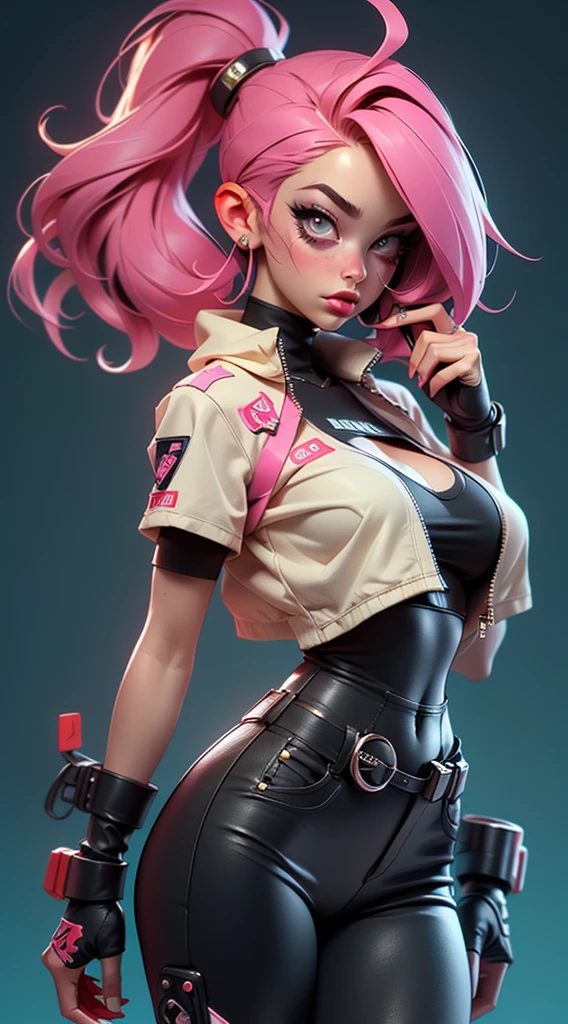 ((Best Quality, best resolution, award-winning portrait, official art)), ((perfect Masterpiece)), ((Realistic)) and ultra-detailed photography of a 1 nerdy cyberpunk girl with goth and post apocalyptic colors. She has ((long caramel-colored hair)), wears a (Harajuku-inspired cyberpunk tech-wear top) and a (Harajuku-inspired cyberpunk tech-wear bottom:1.2) , ((the most beautiful and sexy aesthetic)), sexy, super huge enormously gigantic tits, cleavage showing, hot, sexy, seductive, slutty
