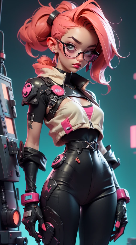 ((Best Quality, best resolution, award-winning portrait, official art)), ((perfect Masterpiece)), ((Realistic)) and ultra-detailed photography of a 1nerdy cyberpunk girl with goth and post apocalyptic colors. She has ((long caramel-colored hair)), wears a (Harajuku-inspired cyberpunk tech-wear top) and a (Harajuku-inspired cyberpunk tech-wear bottom:1.2) , ((the most beautiful and sexy aesthetic)), sexy, small tits, cleavage showing, hot, sexy, seductive, slutty