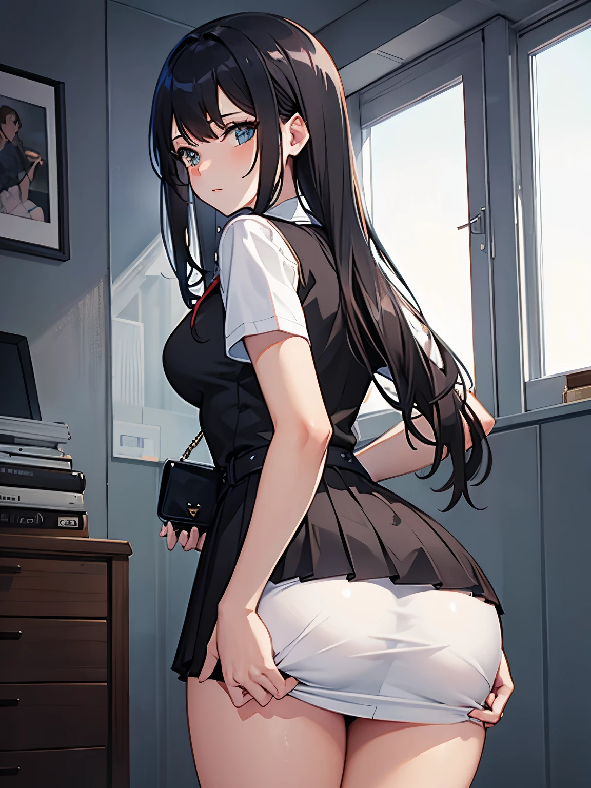 Woman with a short skirt and a big ass